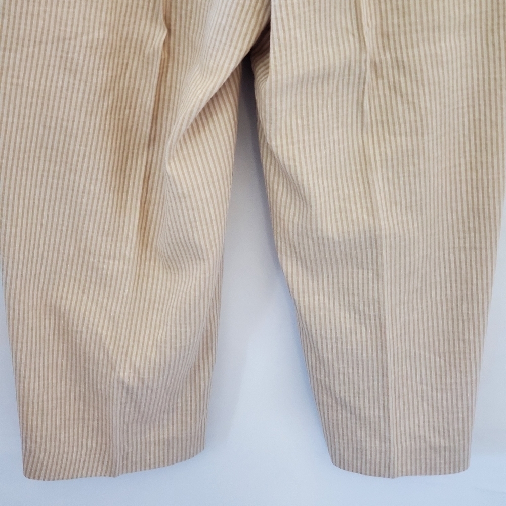 NEW Linen Cotton Striped Plus Size Pants Size 16W Kasper Ankle Trousers Office - Picture 6 of 12